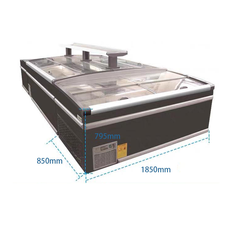 stainless steel auto-defrost seafood Supermarket Freezers