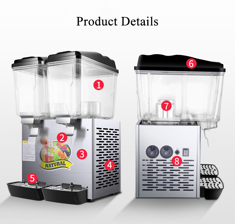 stainless steel transparent juice dispenser for fruit juice