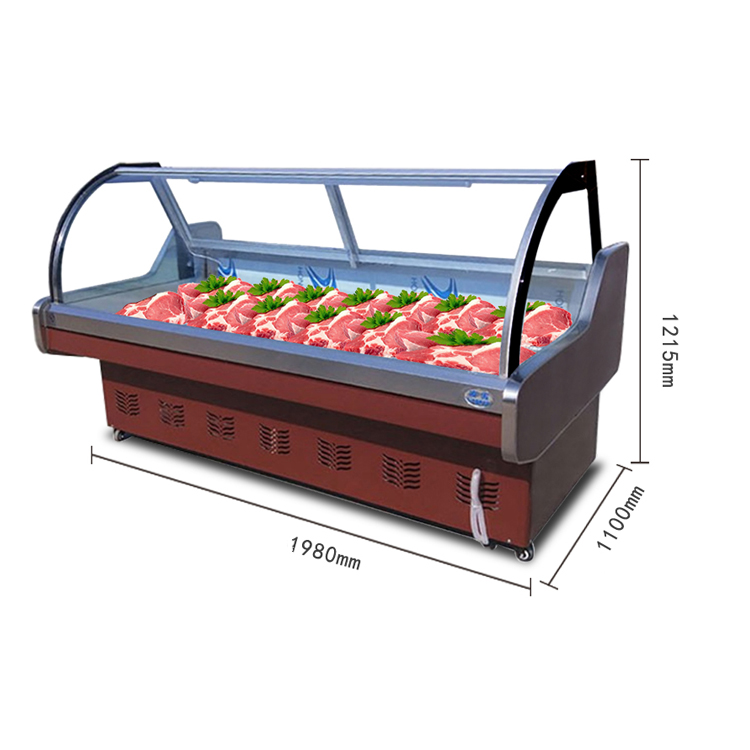fan-cooling 1.5m fresh meat cooler for supermarket