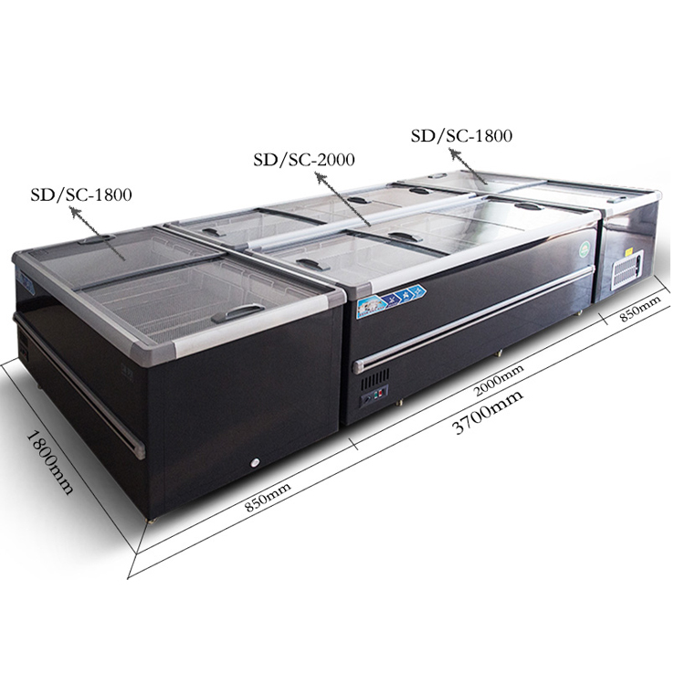 stainless steel auto-defrost seafood Supermarket Freezers