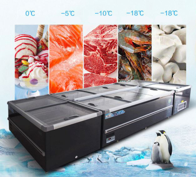 stainless steel no frost meat Supermarket Freezers