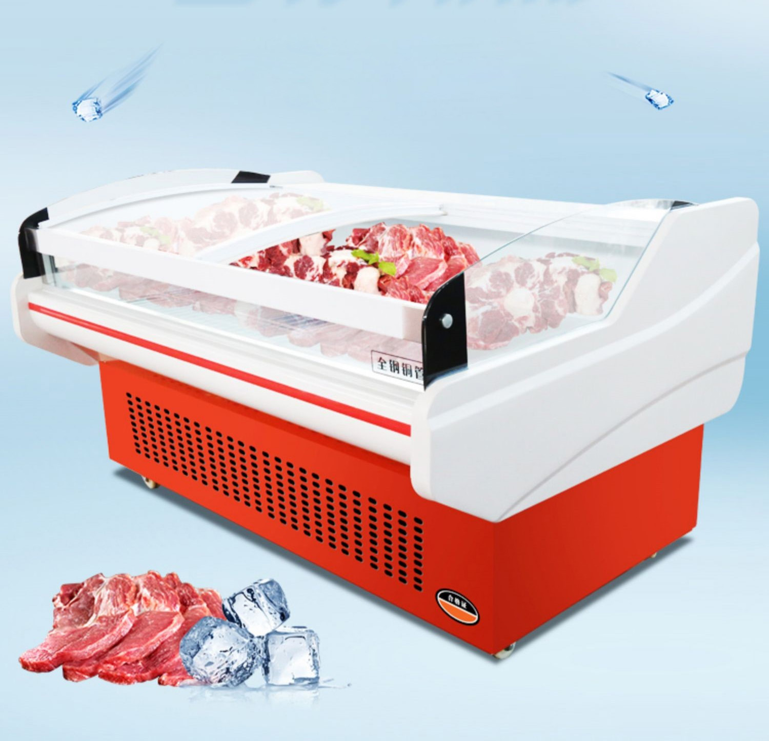 auto defrost 2 meter fresh meat cooler for supermarket