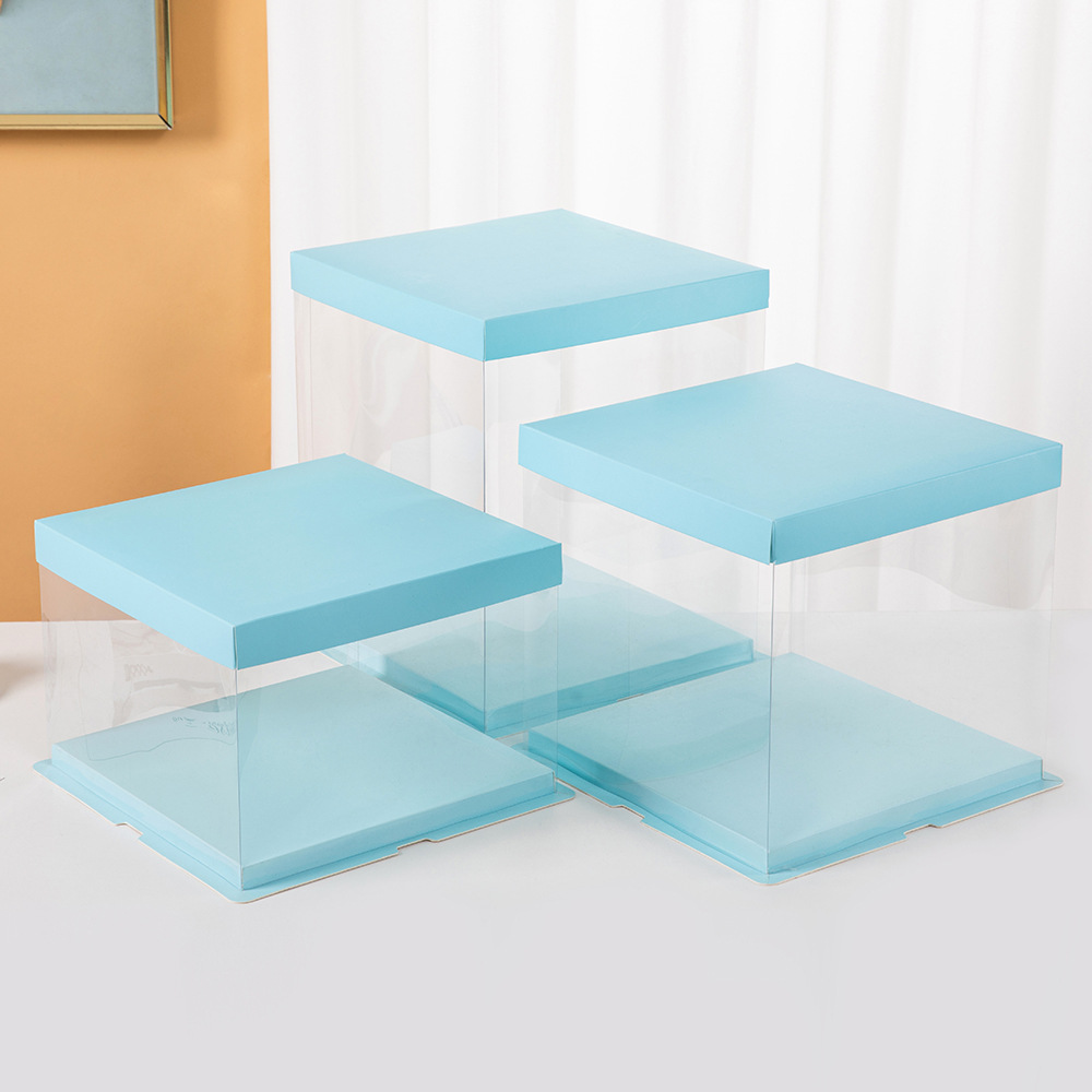 blue square cake box